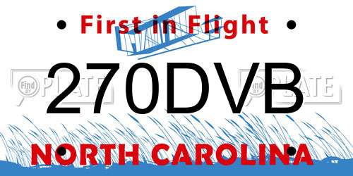 270DVB North Carolina License Plate
