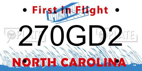 270GD2 North Carolina License Plate
