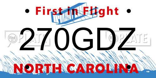 270GDZ North Carolina License Plate