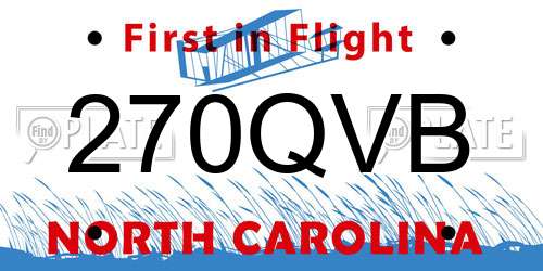 270QVB North Carolina License Plate