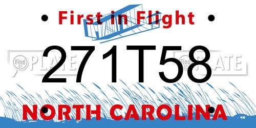 271T58 North Carolina License Plate