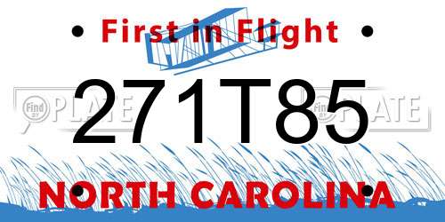 271T85 North Carolina License Plate
