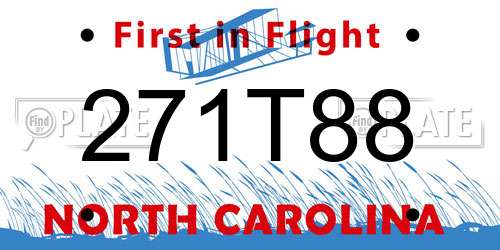 271T88 North Carolina License Plate