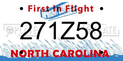 271Z58 North Carolina License Plate