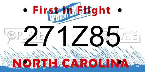 271Z85 North Carolina License Plate