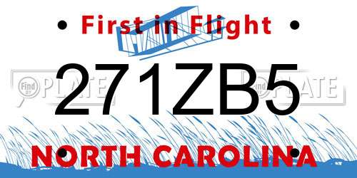 271ZB5 North Carolina License Plate