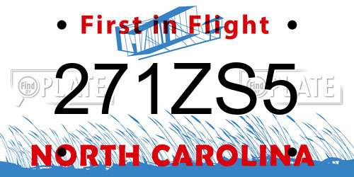 271ZS5 North Carolina License Plate