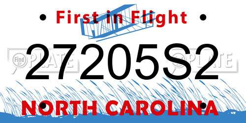 27205S2 North Carolina License Plate