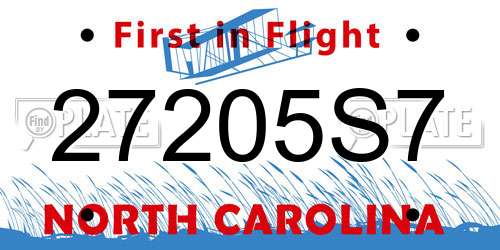 27205S7 North Carolina License Plate