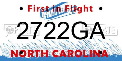2722GA North Carolina License Plate