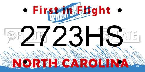 2723HS North Carolina License Plate
