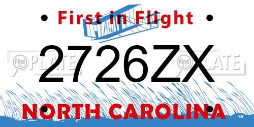 2726ZX North Carolina License Plate