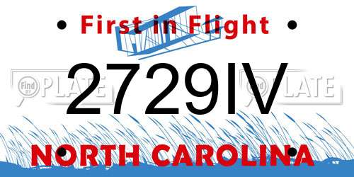 2729IV North Carolina License Plate
