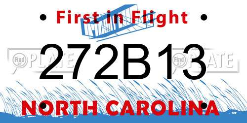 272B13 North Carolina License Plate