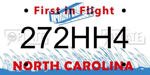 272HH4 North Carolina License Plate
