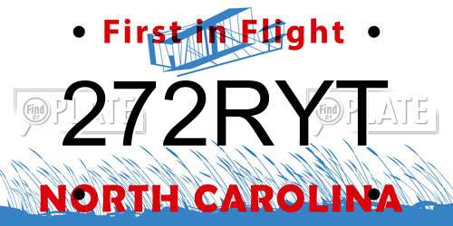 272RYT North Carolina License Plate