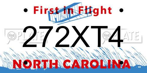 272XT4 North Carolina License Plate