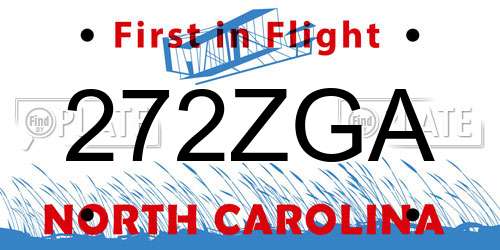 272ZGA North Carolina License Plate
