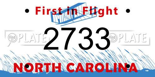 2733 North Carolina License Plate