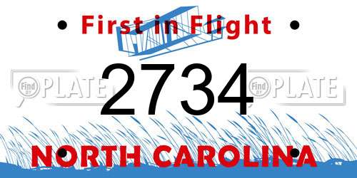 2734 North Carolina License Plate
