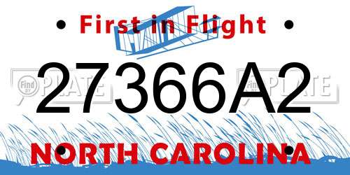 27366A2 North Carolina License Plate