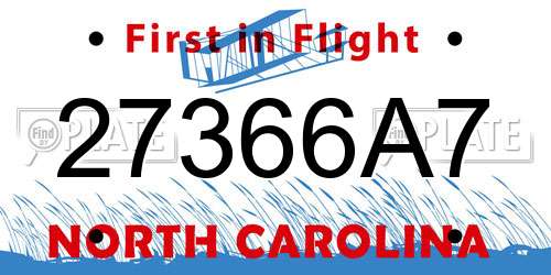 27366A7 North Carolina License Plate