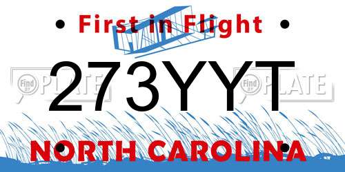 273YYT North Carolina License Plate