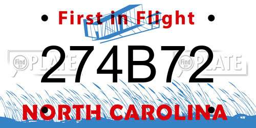 274B72 North Carolina License Plate