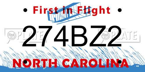 274BZ2 North Carolina License Plate