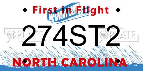 274ST2 North Carolina License Plate