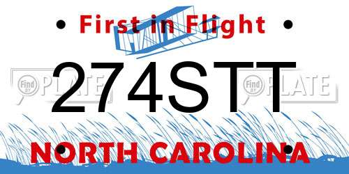 274STT North Carolina License Plate