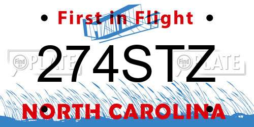 274STZ North Carolina License Plate