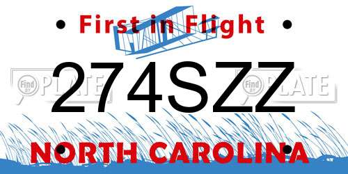 274SZZ North Carolina License Plate