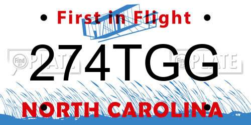 274TGG North Carolina License Plate