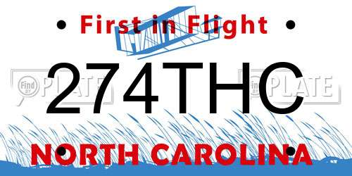274THC North Carolina License Plate