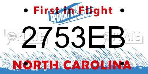 2753EB North Carolina License Plate