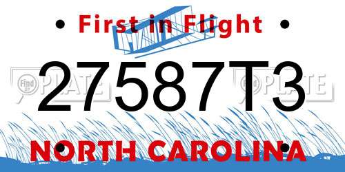 27587T3 North Carolina License Plate