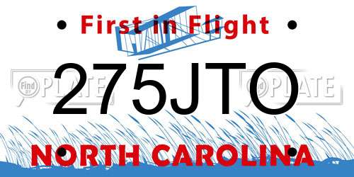 275JTO North Carolina License Plate