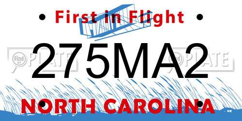 275MA2 North Carolina License Plate