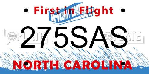 275SAS North Carolina License Plate
