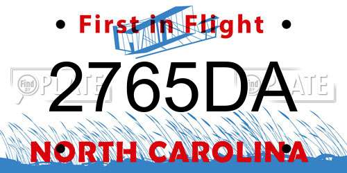 2765DA North Carolina License Plate