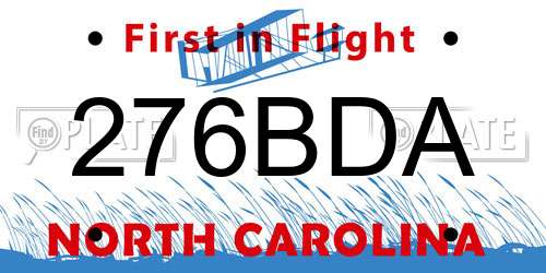 276BDA North Carolina License Plate
