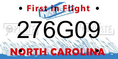 276G09 North Carolina License Plate