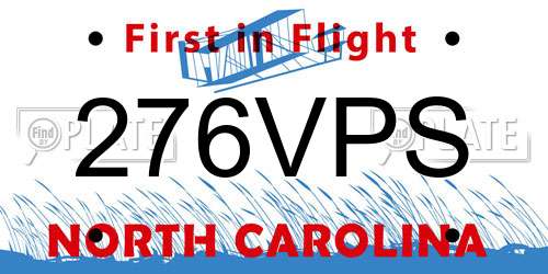 276VPS North Carolina License Plate