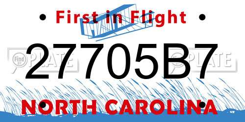27705B7 North Carolina License Plate