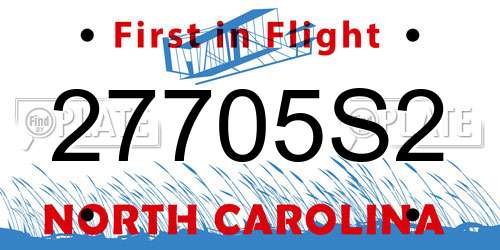 27705S2 North Carolina License Plate