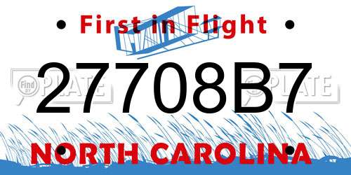27708B7 North Carolina License Plate