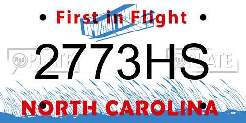 2773HS North Carolina License Plate