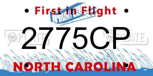 2775CP North Carolina License Plate