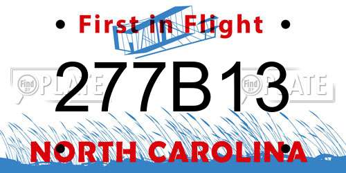 277B13 North Carolina License Plate